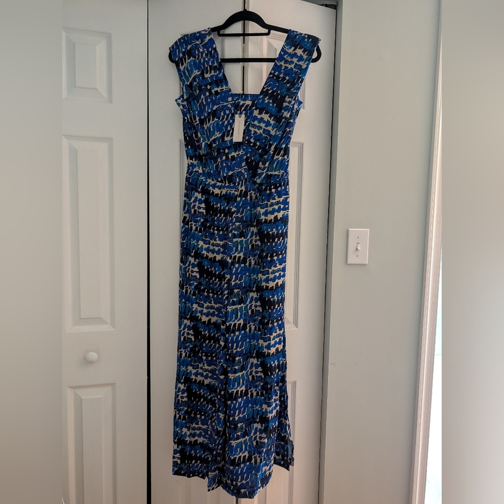 Anthropologie Blue and Black V-Neck Jumpsuit NWT XS - Picture 5 of 7